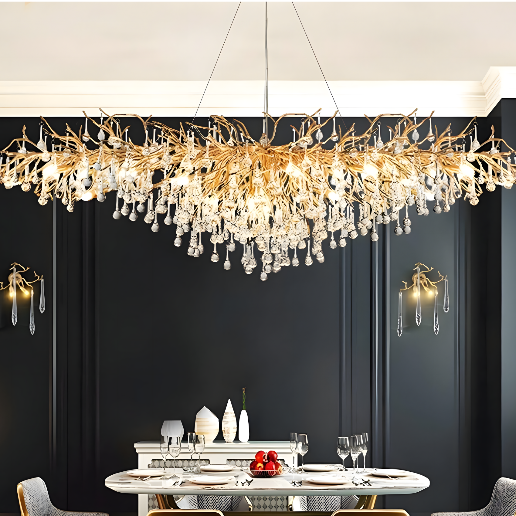 Cascade Crystal Chandelier — full view