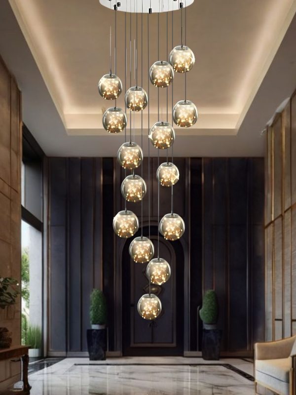 Elara Spiral Multi-Light Crystal Bubble Chandelier