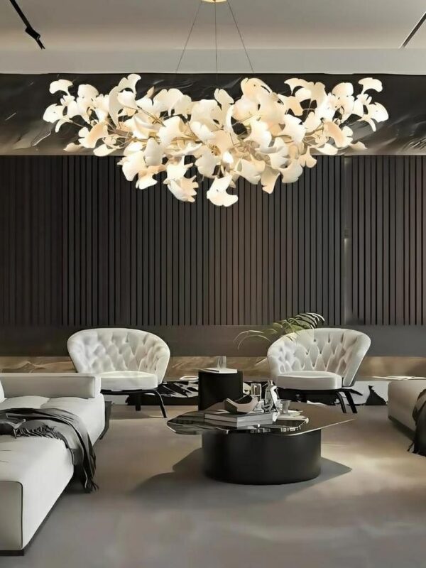 Lotus Nature-Inspired Ceramic Petal Chandelier