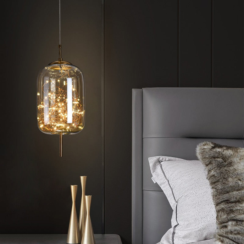 Fume Pendant Light glowing in the dark