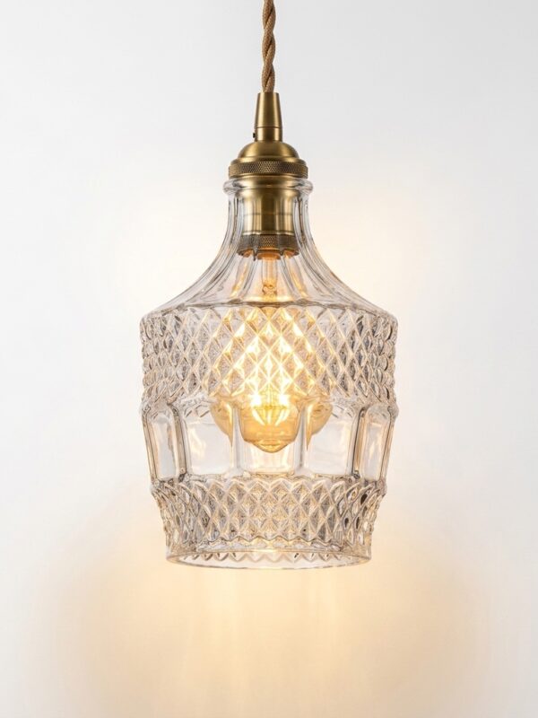 DECANTER retro cut glass bottle pendant light transparent clear finish