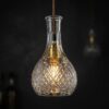 DECANTER retro cut glass bottle pendant light clear glass dark background