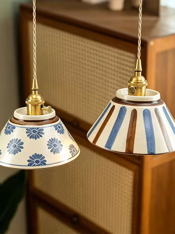 MING blue and white ceramic pendant light