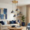 Hand-painted Blue Ceramic Pendant Light