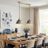 Hand-painted Blue Ceramic Pendant Light