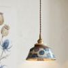 Hand-painted Blue Ceramic Pendant Light