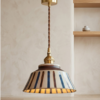 Vintage Striped Ceramic Pendant Light