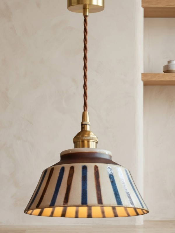 Vintage Striped Ceramic Pendant Light