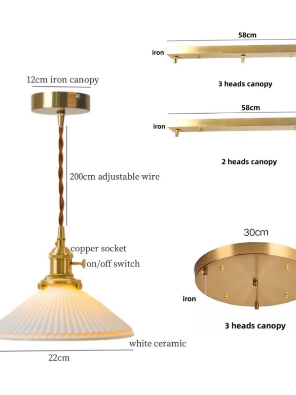 Ribbed White Ceramic Pendant Light