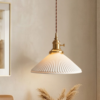 Ribbed White Ceramic Pendant Light