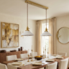 Ribbed White Ceramic Pendant Light