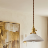 Ribbed White Ceramic Pendant Light