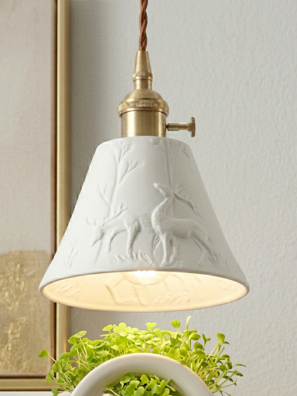 Textured White Ceramic Pendant Light