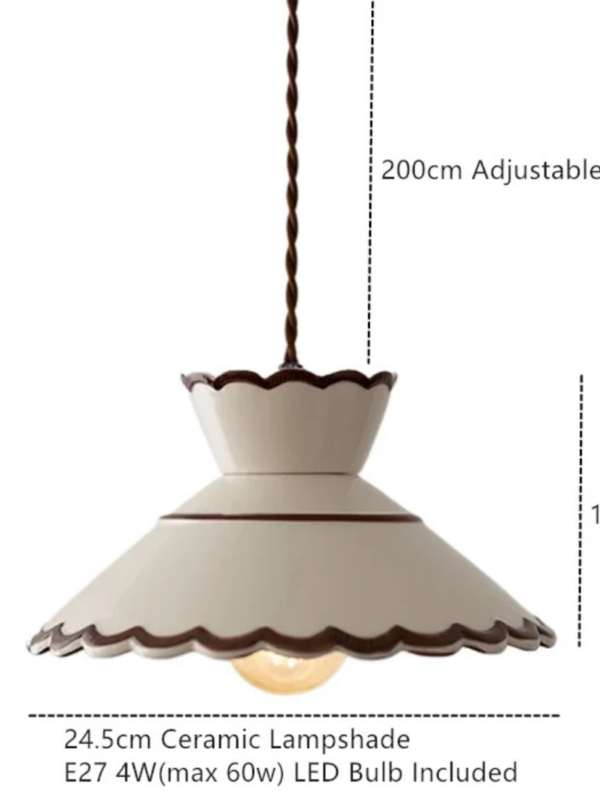 Scalloped Ruffle Ceramic Pendant Light | Vintage Cream