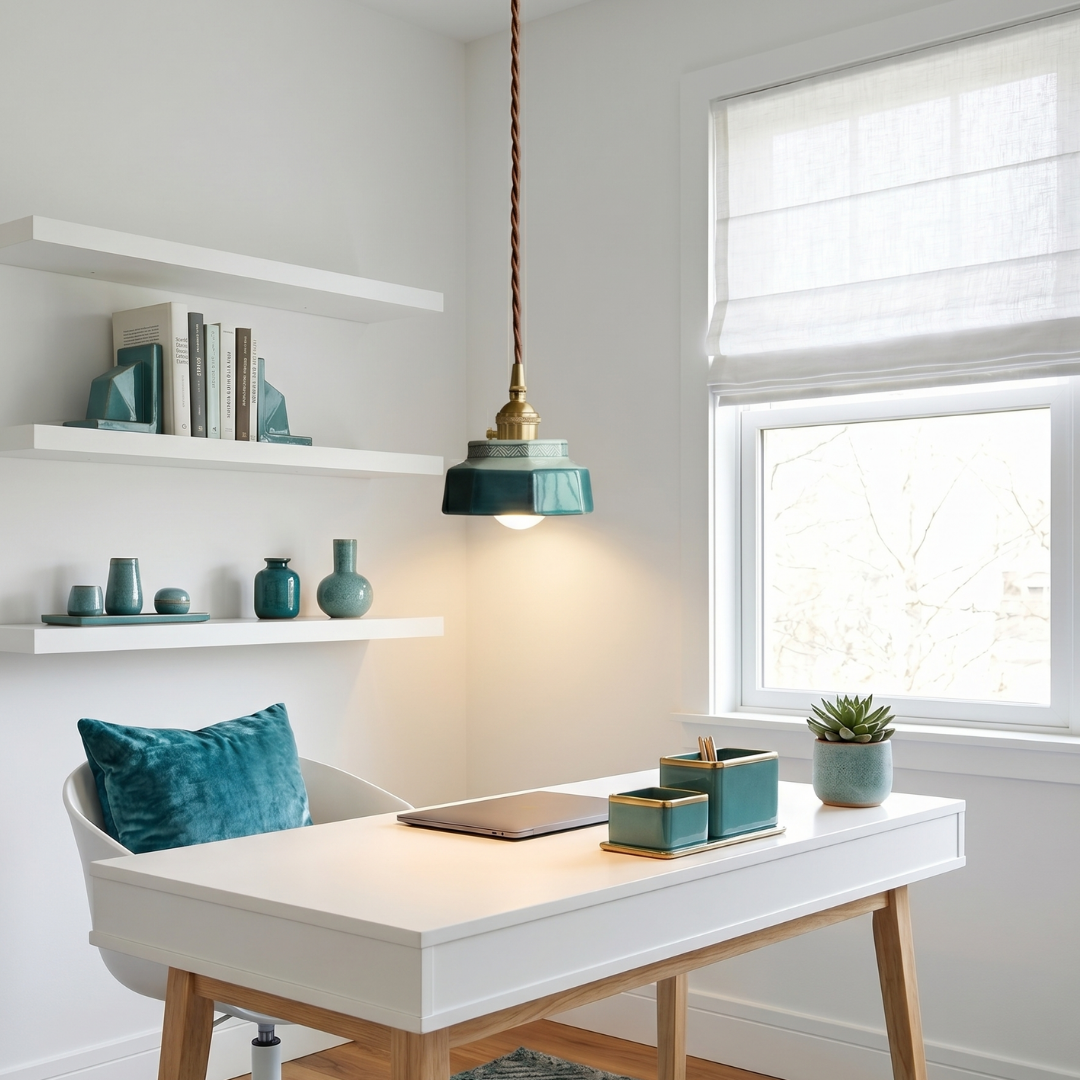 Vintage Teal Ceramic Ceiling Light