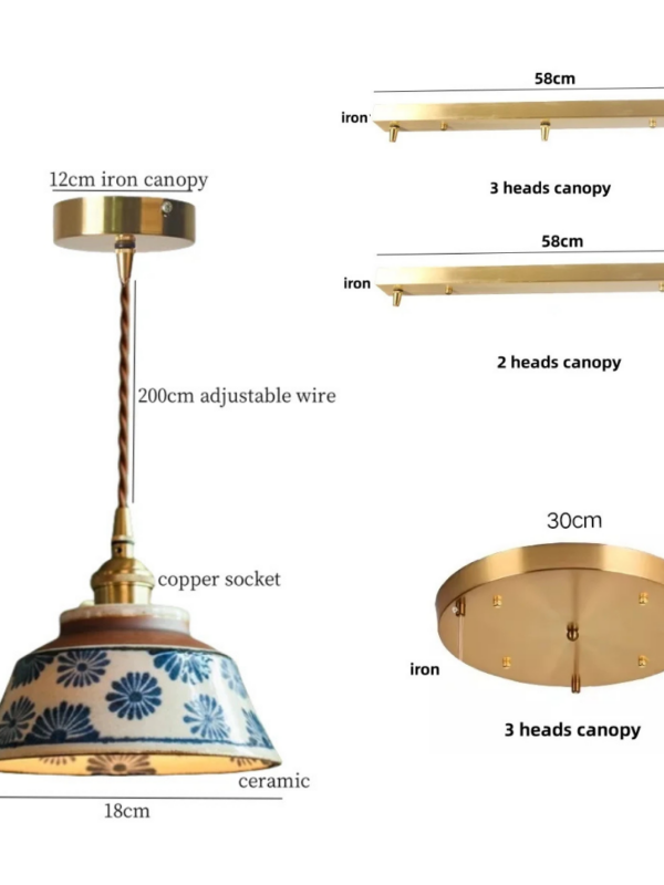 Hand-painted Blue Ceramic Pendant Light