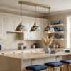 Hand-painted Blue Ceramic Pendant Light