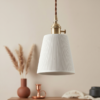 Aria Ribbed White Ceramic Pendant Light