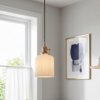 Barrel Ribbed porcelain pendant light