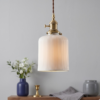 Barrel Ribbed porcelain pendant light