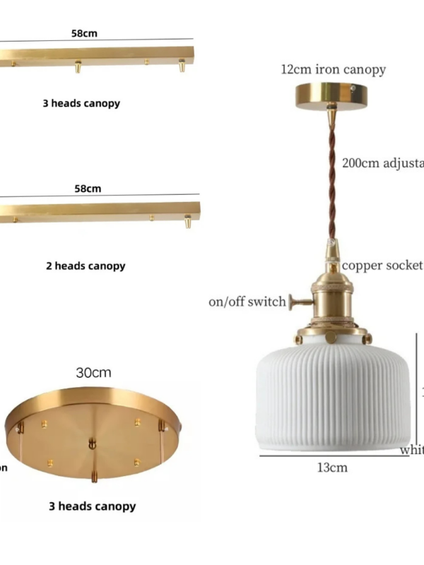 Fluted Dome Porcelain Pendant Light