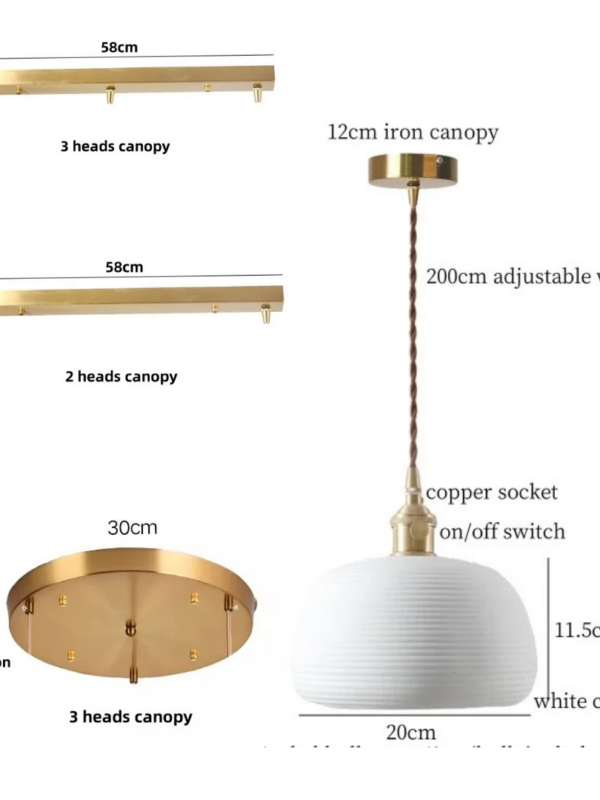 Horizon Banded White Ceramic Pendant Light