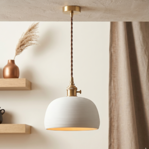 Horizon Banded White Ceramic Pendant Light