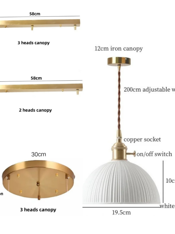 Vault Ribbed White Porcelain  light pendant