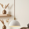 Vault Ribbed White Porcelain  light pendant