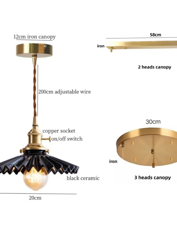 Vintage Pleated Ceramic Pendant Light