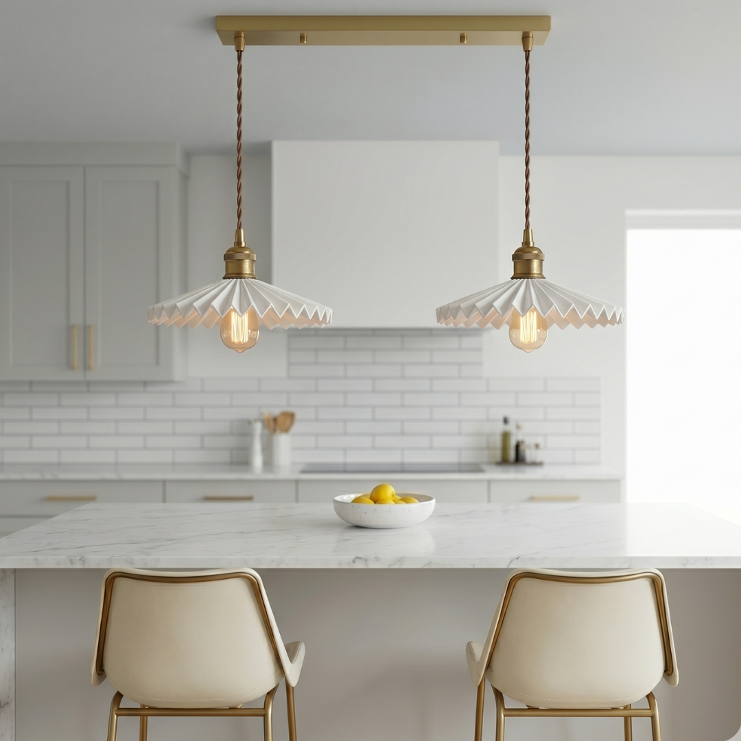 Vintage Pleated Ceramic Pendant Light