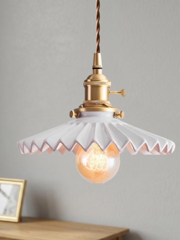 Vintage Pleated Ceramic Pendant Light