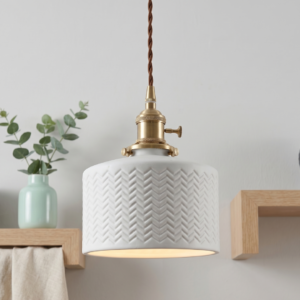 Weave Chevron White Ceramic Pendant Light