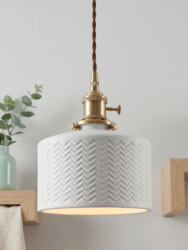 Weave Chevron White Ceramic Pendant Light