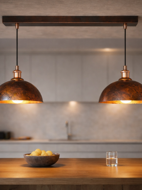 Antique Copper Light Fixture | Pack of Two Pendant Lights