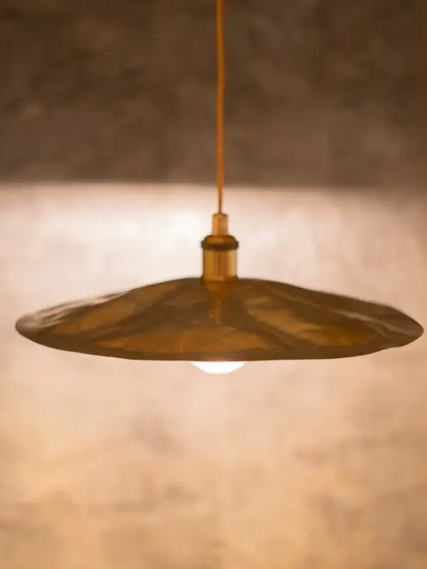 Flat Disc Pendant Light Antique Brass
