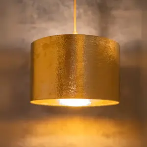 Hammered Brass Cylinder Pendant Light