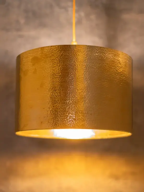 Hammered Brass Cylinder Pendant Light