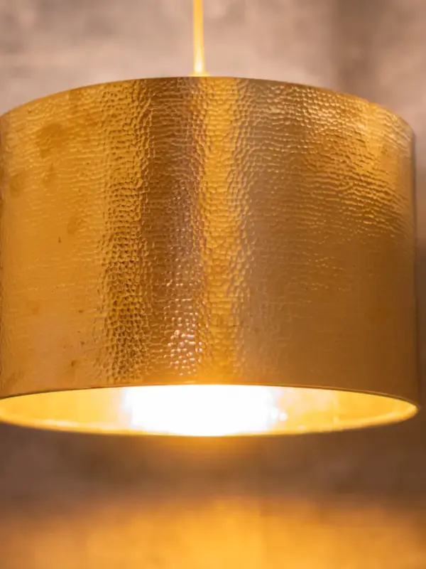 Hammered Brass Cylinder Pendant Light