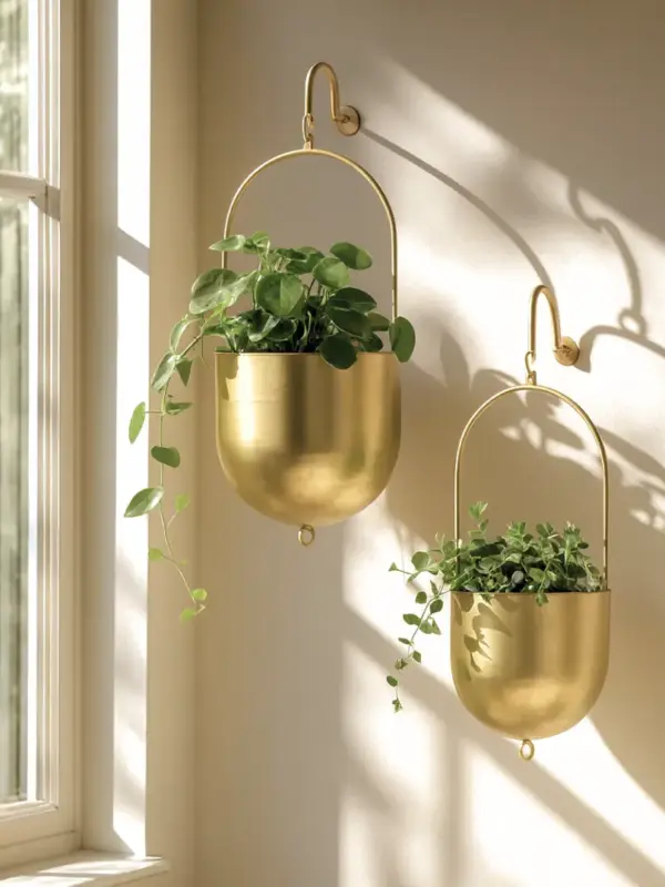 Modern Brass Hanging Plant Pot