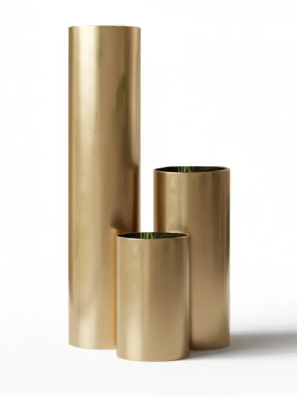 Modern Brushed Brass Planter Cylinder