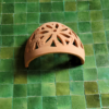 Moroccan Terracotta Floral Cutout Wall Sconce - Hand-Carved Earthenware Texture and Clay Perforation Detail