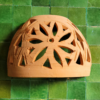 Moroccan Terracotta Floral Cutout Wall Sconce - Side Profile and Solid Brass Mounting Bracket View