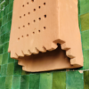 Moroccan Terracotta Grid Perforated Wall Sconce - Side Profile and Solid Brass Mounting Bracket View