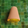 Moroccan Terracotta Dome Wall Sconce - Hand-Carved Earthenware Texture and Clay Perforation Detail