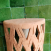 Moroccan Terracotta Lattice Wall Sconce - Side Profile and Solid Brass Mounting Bracket View