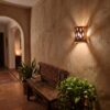 Moroccan Terracotta Lattice Wall Sconce - Installed Room Setting Warm Ambient Interior Illumination