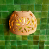 Moroccan Terracotta Floral Cutout Wall Sconce - Illuminated Night Shadow Pattern and Pierced Light Projection