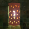 Moroccan Terracotta Pierced Dome Wall Sconce - Illuminated Night Shadow Pattern and Pierced Light Projection
