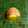 Moroccan Terracotta Floral Cutout Wall Sconce - Handcrafted Moroccan Pottery Lighting Hero View